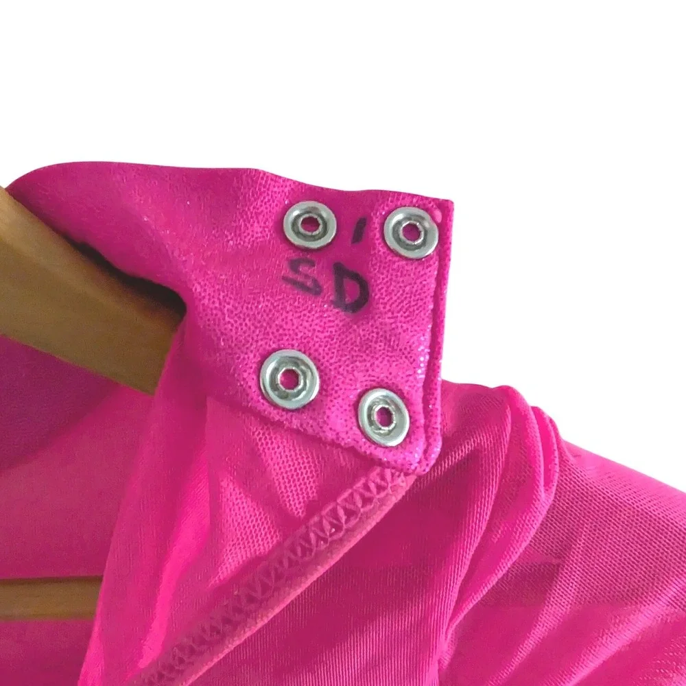 Balera Kids Pink Sequin Long Sleeve Dance Costume Leotard Dress Size‎ L RN64830